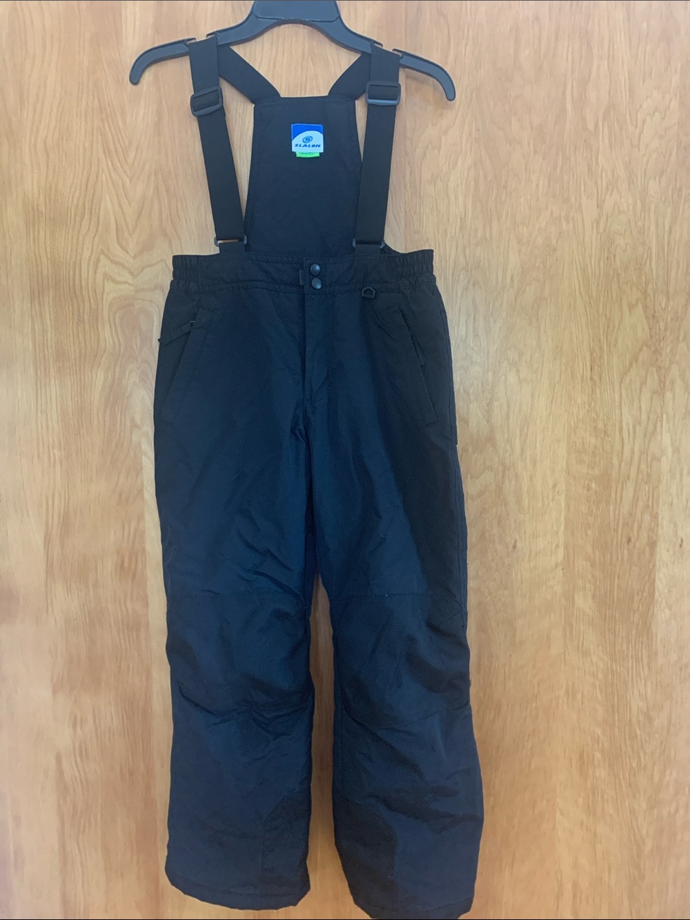 Slalom Classic Insulated Snow Ski Bibs Reinforced Knees Boot Guards sz L 10-12